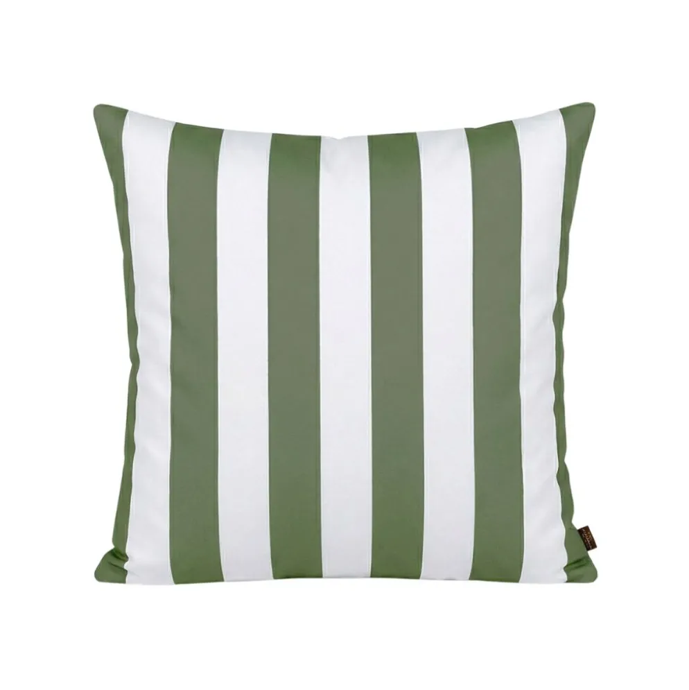 Housse de coussin extérieur rayée kaki 80x80cm - Riviera