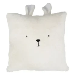 Housse de coussin ourson en velours écru 45x45cm - Songes