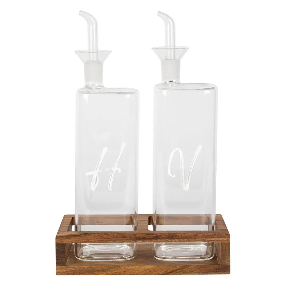 Huilier vinaigrier en verre borosilicate blanc avec support 45cl - Voidita
