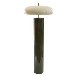 Lampadaire champignon en fer kaki et écru h139cm E27x2 - Arty