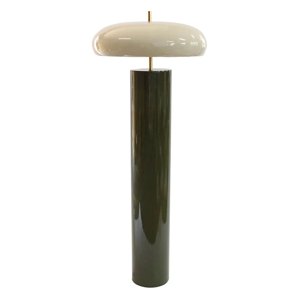 Lampadaire champignon en fer kaki et écru h139cm E27x2 - Arty