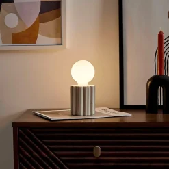 Lampe à piles en céramique taupe h19cm