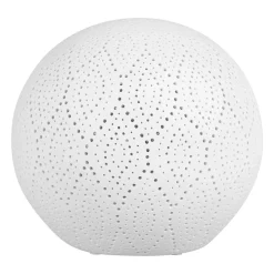 Lampe boule en porcelaine dentelle blanc d21cm E14