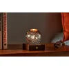 Lampe boule système solaire 3D en cristal et noyer h12cm
