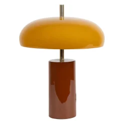 Lampe champignon en fer brun et moutarde h40cm E14x2 - Arty