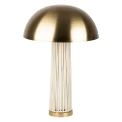 Lampe champignon en fer et nylon blanc et doré h58cm E27 - Champart