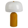 Lampe champignon en fer moutarde et écru h36cm E14 - Champart