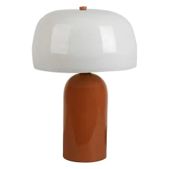 Lampe champignon en fer terracotta et écru h36cm E14 - Champart