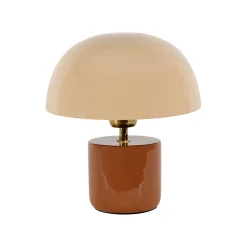 Lampe champignon en fer terracotta et beige h24cm E14 - Champart