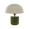 Lampe champignon en fer vert et écru h24cm E14 - Champart