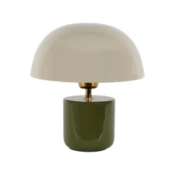 Lampe champignon en fer vert et écru h24cm E14 - Champart