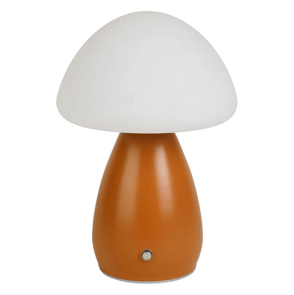 Lampe champignon tactile à piles en fer terracotta h22cm
