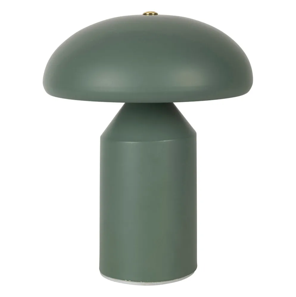 Lampe champignon tactile à piles en fer vert h23cm - Arty