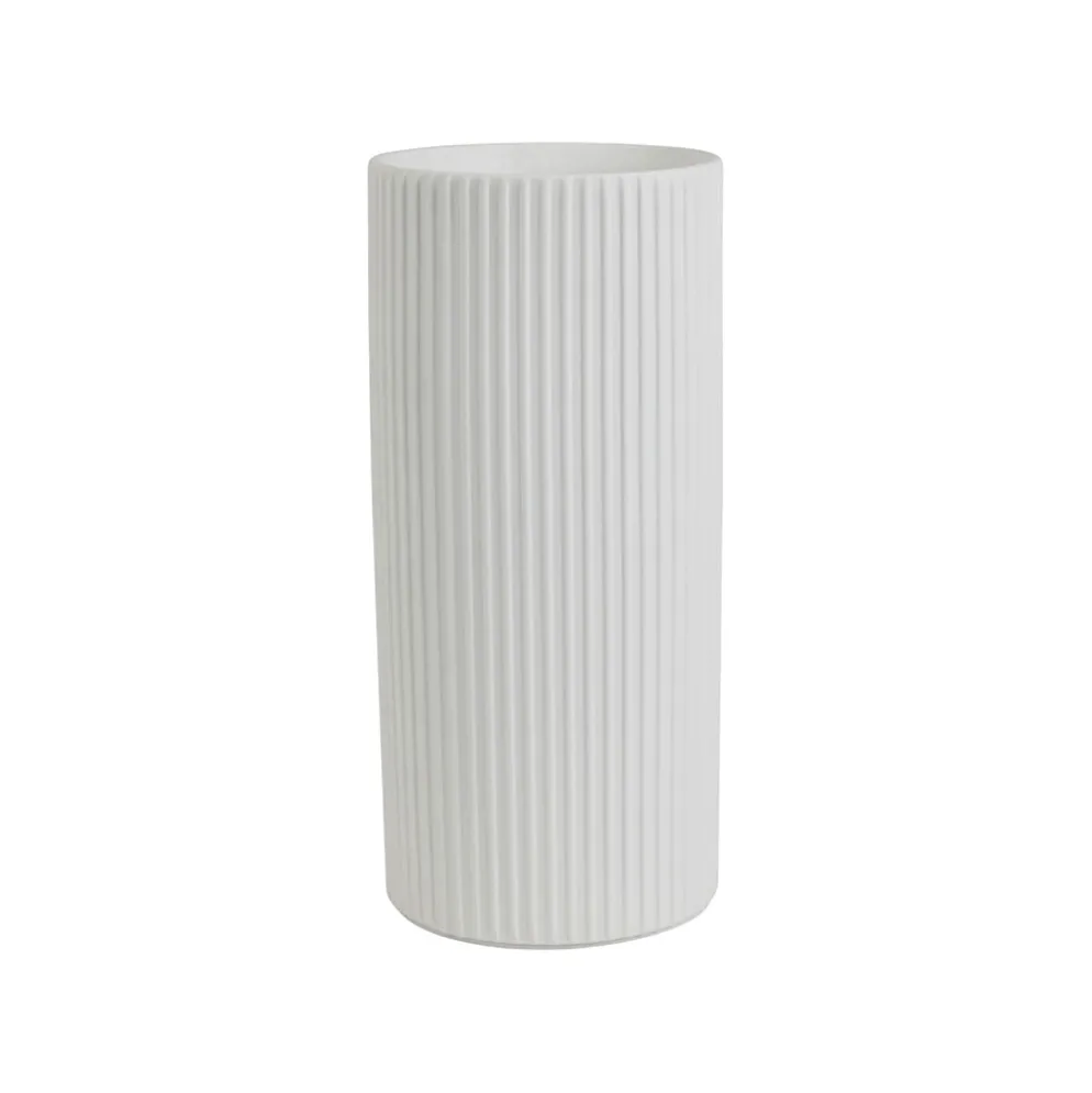 Lampe cylindre en porcelaine blanc h24cm E14 - Sweet Leaves