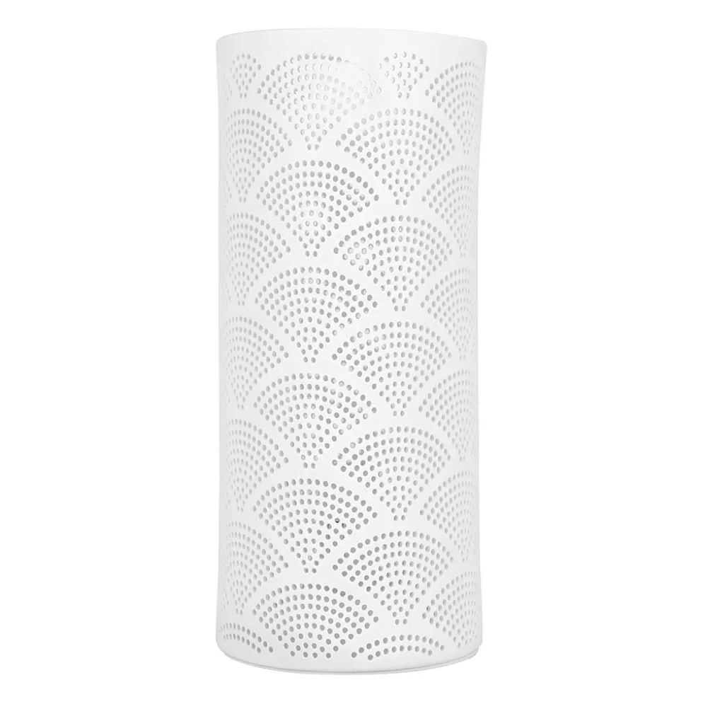 Lampe cylindre en porcelaine blanc h28cm E14 - Mandarin