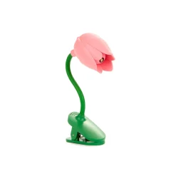 Lampe de lecture à piles tulipe vert et rose h11cm