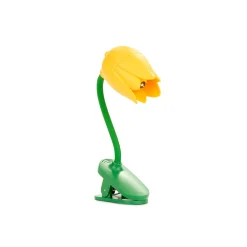 Lampe de lecture à piles tulipe vert et jaune h11cm