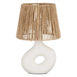 Lampe en corde et dolomite écru h38cm E27 - Greeka