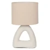 Lampe en coton et céramique blanc et beige h38cm E14 - Organic