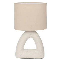 Lampe en coton et céramique blanc et beige h38cm E14 - Organic