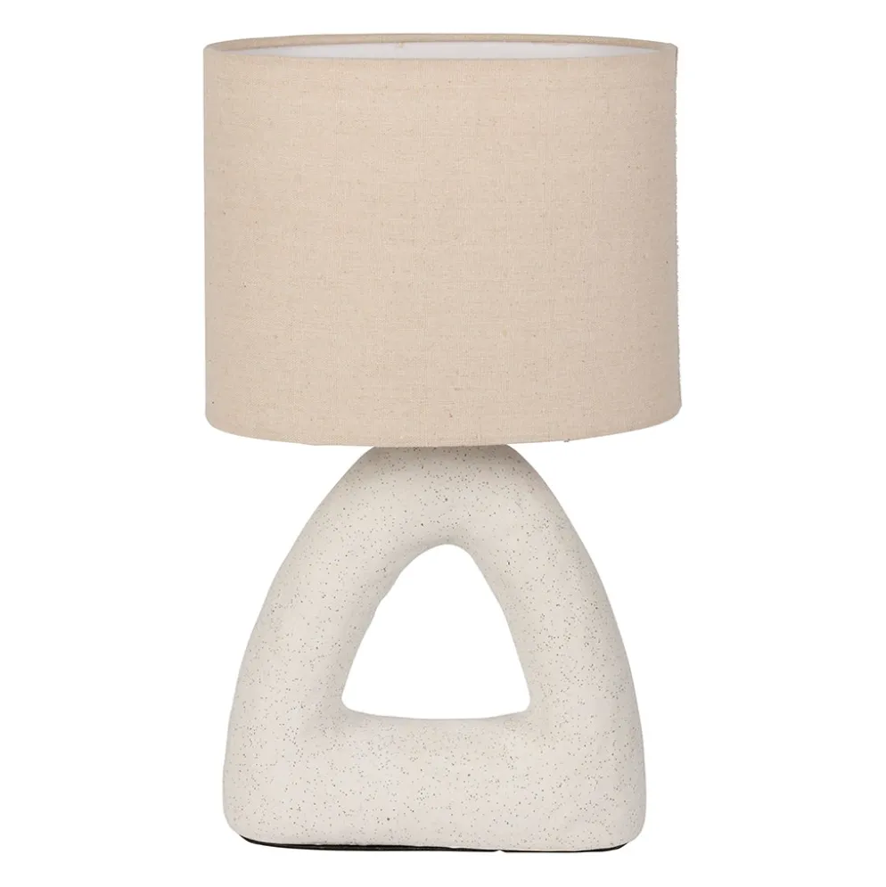 Lampe en coton et céramique blanc et beige h38cm E14 - Organic