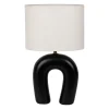 Lampe en coton et céramique noir et écru h45cm E14 - Organic