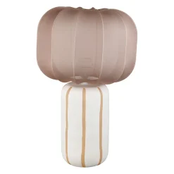 Lampe en coton et céramique rayée écru et marron h49cm E27 - Paese