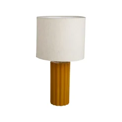 Lampe en coton et fer moutarde h47cm E14 - Essencia
