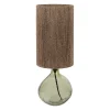 Lampe en jute et verre vert h46cm E27 - Heliac