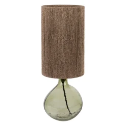 Lampe en jute et verre vert h46cm E27 - Heliac