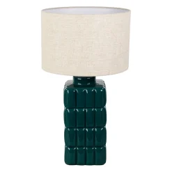 Lampe en lin et céramique émeraude h50cm E27 - Funy