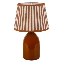 Lampe en lin et céramique brun h32cm E14 - Romancero