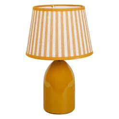 Lampe en lin et céramique moutarde h32cm E14 - Romancero