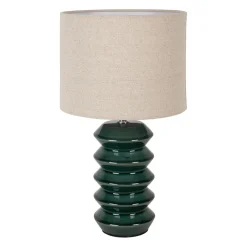 Lampe en lin et céramique émeraude h40cm E14 - Verda