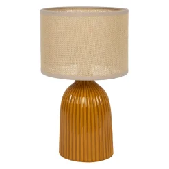 Lampe en lin et céramique curry h28cm E14 - Essencia