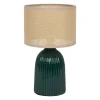 Lampe en lin et céramique émeraude h28cm E14 - Essencia