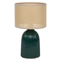 Lampe en lin et céramique émeraude h28cm E14 - Essencia