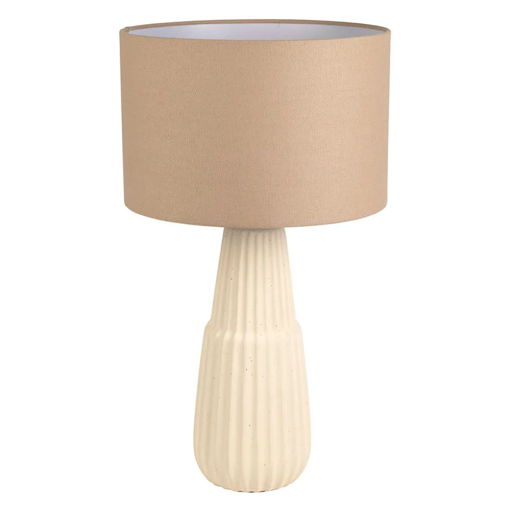 Lampe en lin et céramique beige moucheté h50cm E27 - Minera