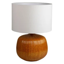 Lampe en lin et céramique ambre h72cm E27 - Klaros
