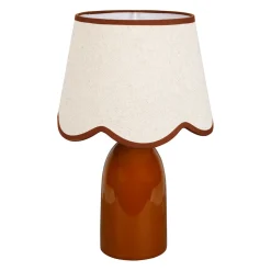 Lampe en lin et céramique marron h38cm E14 - Romancero
