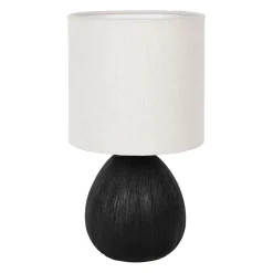 Lampe en lin et céramique noir et écru h26cm E14 - Minimal
