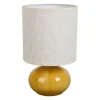 Lampe en lin et céramique moutarde h25cm E14 - Klosen