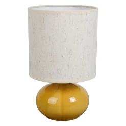 Lampe en lin et céramique moutarde h25cm E14 - Klosen
