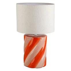 Lampe en lin et céramique rouge et rose h42cm E27 - Pop's
