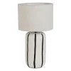 Lampe en lin et céramique rayée noir et écru h46cm E27 - Paese