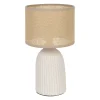Lampe en lin et céramique écru h28cm E14 - Essencia