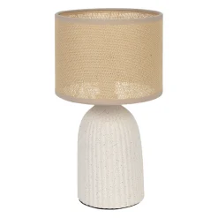 Lampe en lin et céramique écru h28cm E14 - Essencia