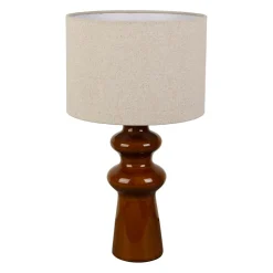 Lampe en lin et céramique brun h41cm E14 - Opale