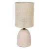 Lampe en lin et céramique rose h33cm E14 - Jadea