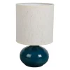 Lampe en lin et céramique bleu canard h25cm E14 - Klosen